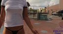 【Overseas exposure】Beautiful ass sister walking in the city in a braless T-back